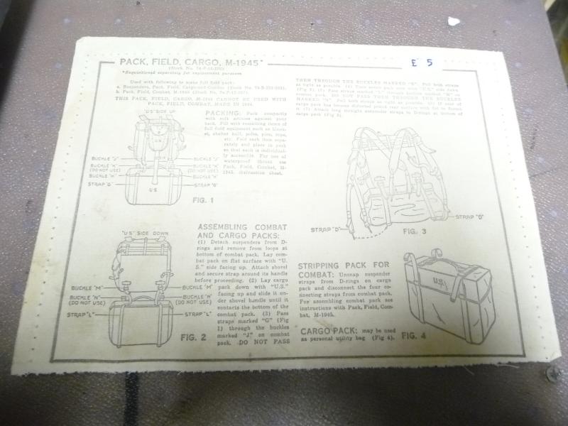 WW2 USA  INSTRUCTION LABEL FOR M1945 FIELD PACK